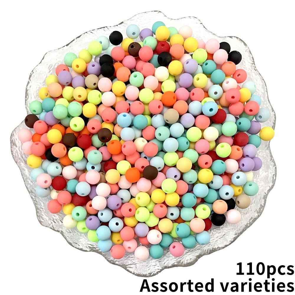 

50/110 шт 8 мм матовые разноцветные акриловые бусины, толстые шарики цвета матовой жевательной резинки, используются для изготовления украшений, браслетов и ожерелий 110pcs