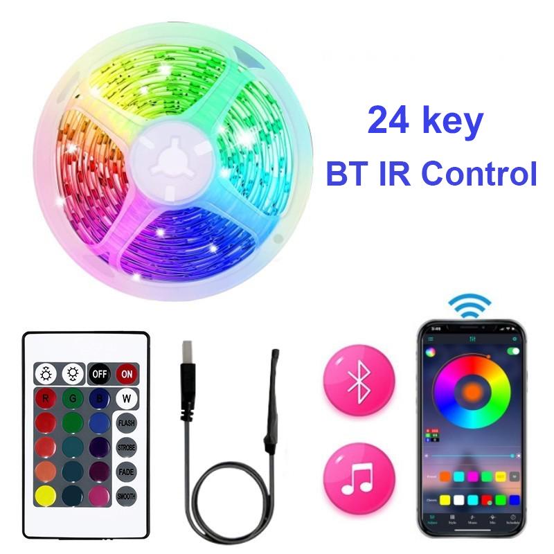 1-20M 5050 RGB LED Strip Lights Bluetooth WiFi App IR Remote Control Flexible Tape Light For Bedroom Decoration