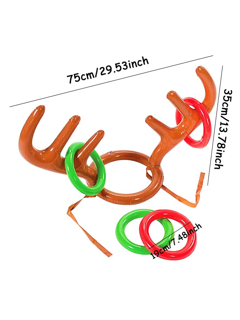 1Set Christmas Game Inflatable Balloon Reindeer Antler Hat New Year Ring Toss Headband Xmas Party Favors Supply
