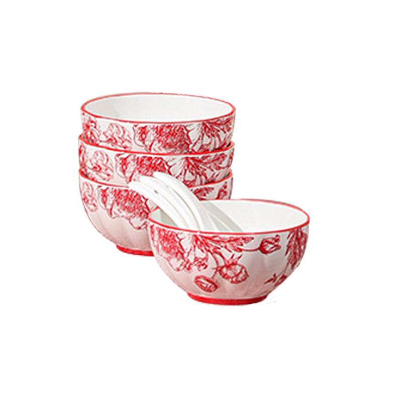 Zipo Ya Red Rose Chinese Ceramic Tableware Set