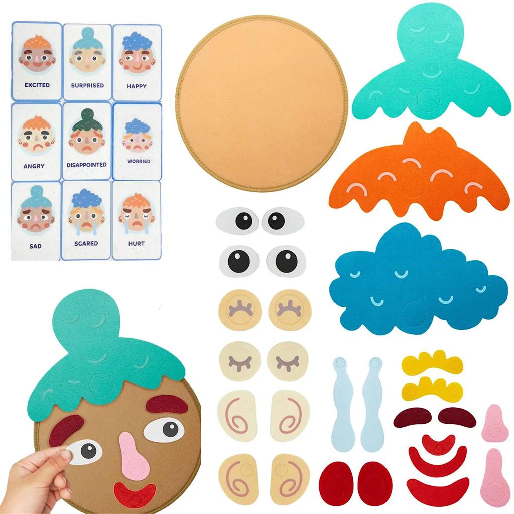 Montessori Puzzle Facial Expression Learning & Matching Game Toy Creative Puzzle Toy for Kids Hand Eye Coordination Gift