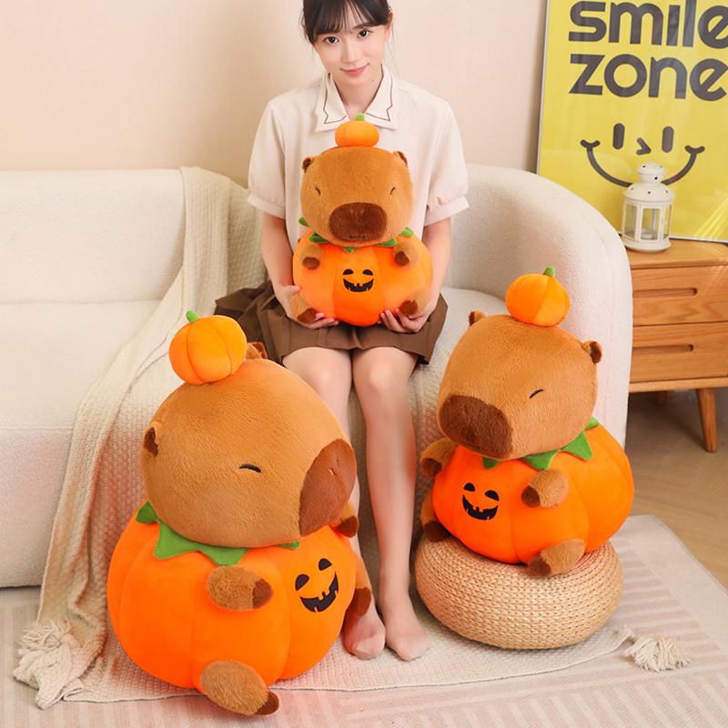 New 25-60cm Halloween Pumpkin Capybara Plush Doll Soft Cartoon Pillow Animals Toys Baby Birthday Halloween GIfts for Girls Decor