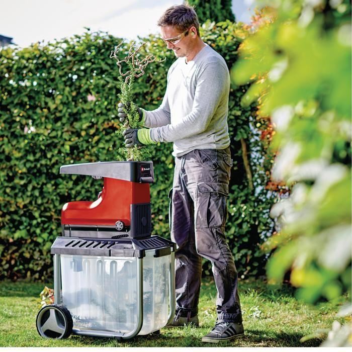 Einhell Broyeur de végétaux silencieux GC-RS 60 CB (2 800 W, cylindre de coupe, bac de 60L, interrupteur de sécurité intégré)