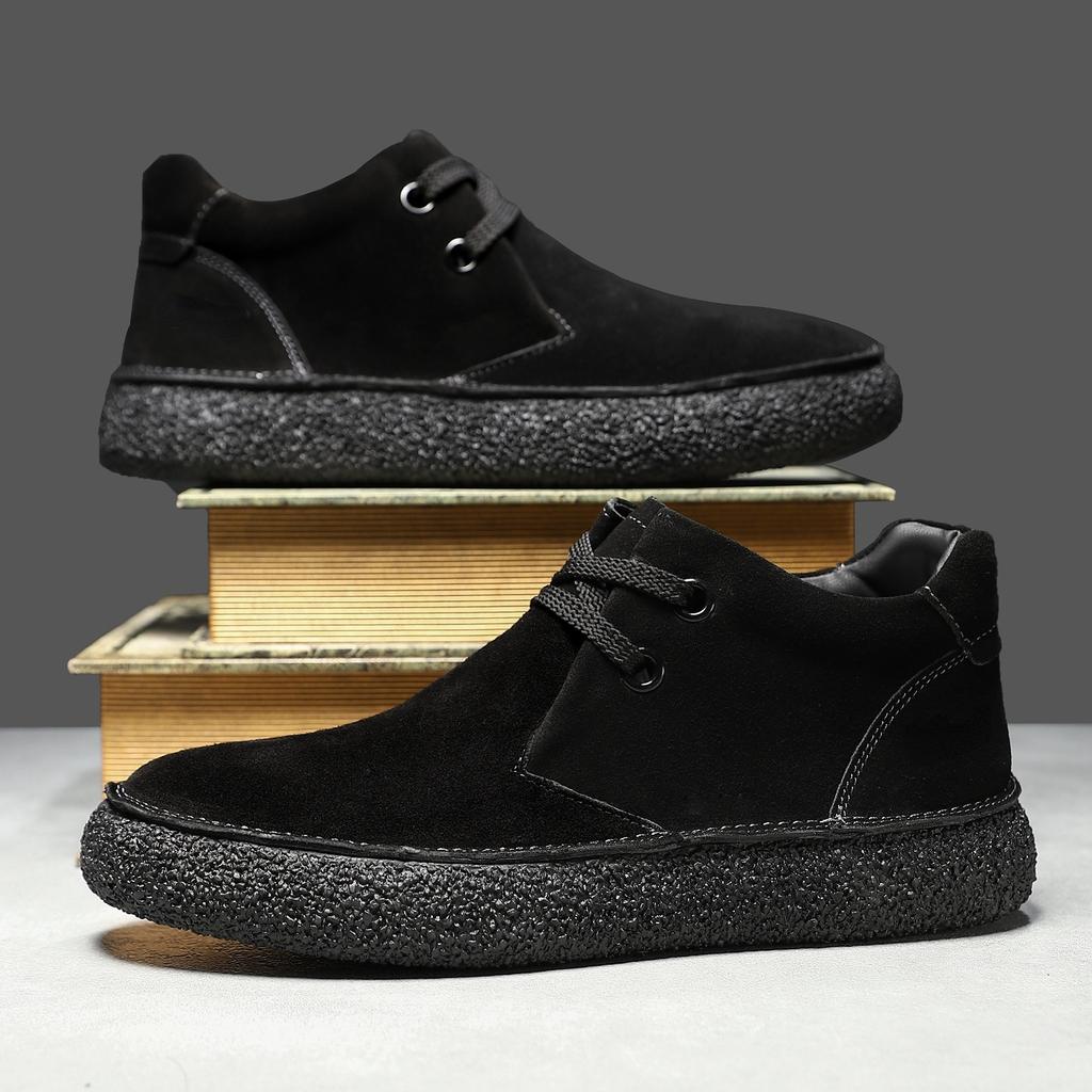 Nuevos Zapatos de Gamuza Marrón para Hombre de Cuero Genuino Zapatos Casuales Zapato de Conducir para Hombre con Cordones Cómodos Zapatillas para Caminar al Aire Libre Zapatos de Hombre