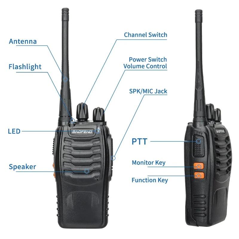 2pcs Baofeng BF 888S Pro Walkie Talkie Dual Band Portable Long Range UHF 400-470MHz Portable Ham Two Way Radio for Hunting