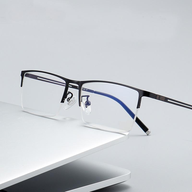 

Титановые очки для чтения с анти-синим светом, мужские сверхлегкие оптические очки в полурамке для чтения компьютеров для бизнеса