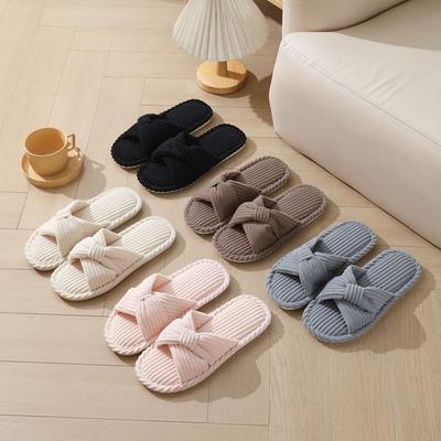 Cord-Hausschuhe mit gekreuzten Riemen, thermofutter, Winterhausschuhe, rutschfest, Indoor-Komfortschuhe für Zuhause, Damen, Herren, weiche Sohle