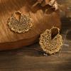 Vintage Hollow Out Flower Hoop Earrings for Women Niche Design Ethnic Fashion Earring Party Jewelry Gifts