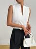 Polyester Sleeveless V Neck T Shirt For Women With Splicing Detail For Casual Summer Wear