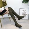 Lace-up with Laces Thigh High Elegant Low Heels Footwear Above Over The Knee Women's Boots Leather Round Toe Shoes for Woman Hot