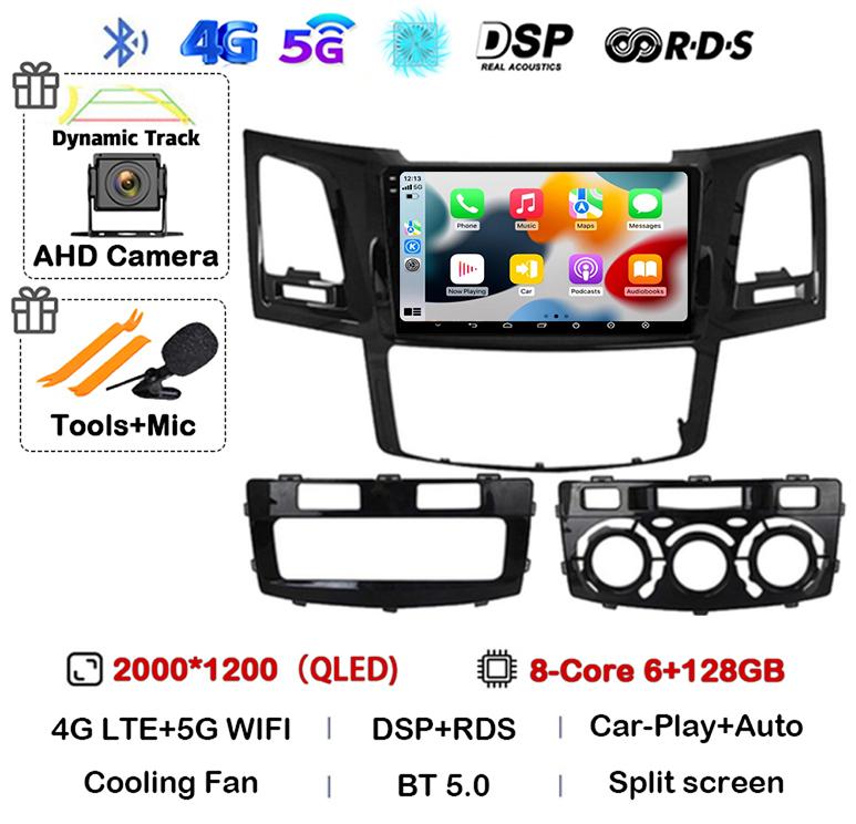Android 14 Carplay Auto For Toyota Fortuner HILUX Revo Vigo 2007-2010 2011 2012-2014 2015 Car Radio Multimedia Player GPS Stereo