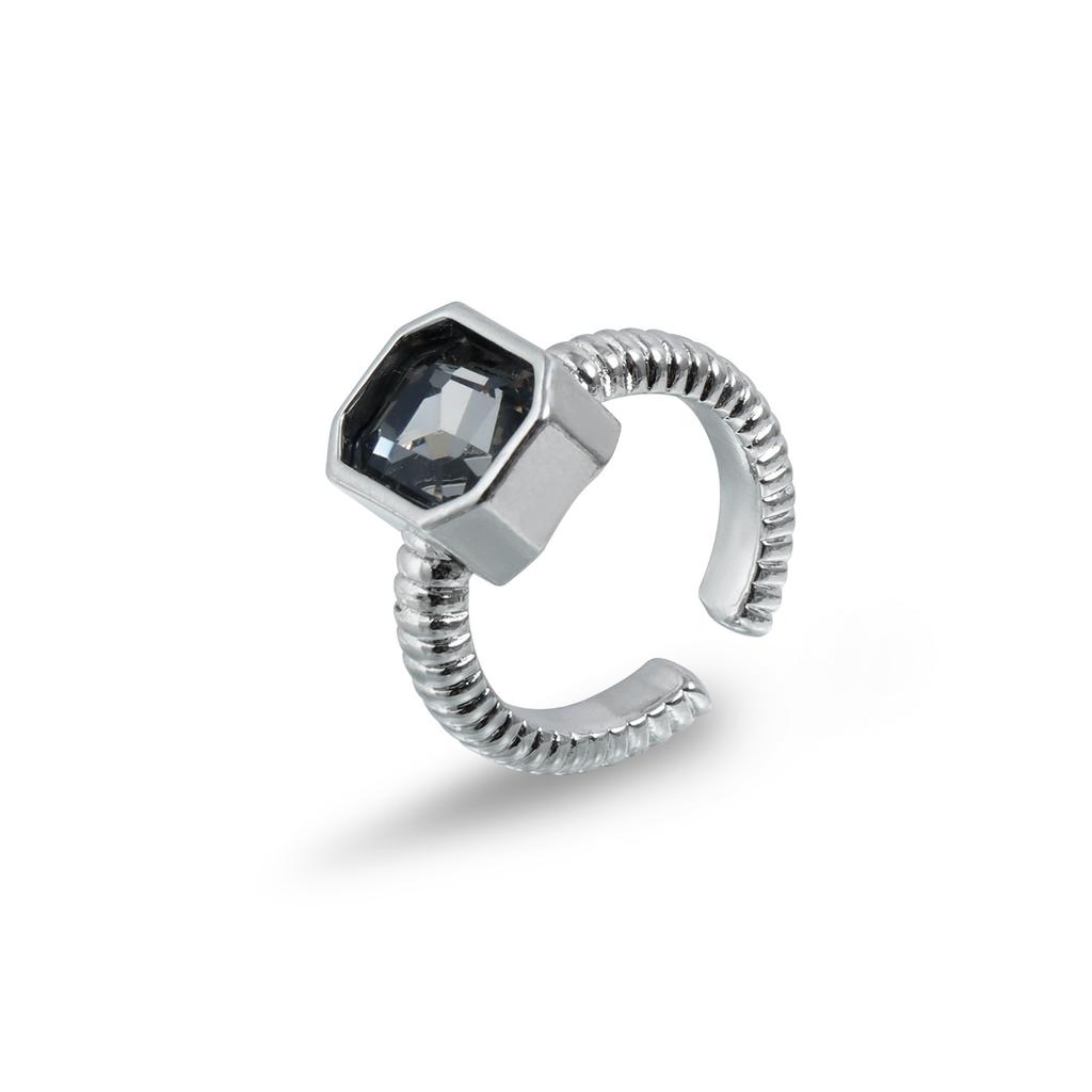 Geometric Square Black Diamond Adjustable Ring Ins Personalized Opening Live Ring Ring