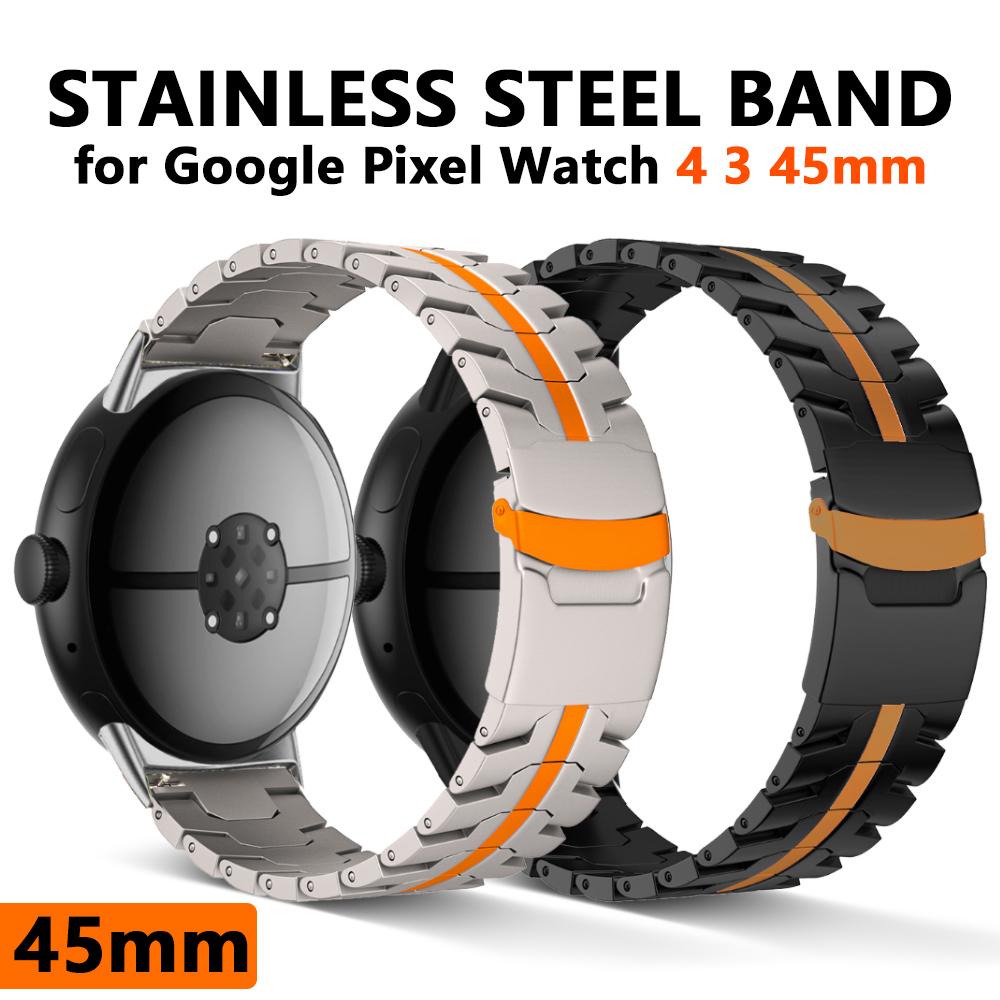 Stainless Steel Strap for Google Pixel Watch 4 45mm No Gaps Metal Band for GOOGLE PIXEL Watch 3 45mm Mans Bracelet Accessories