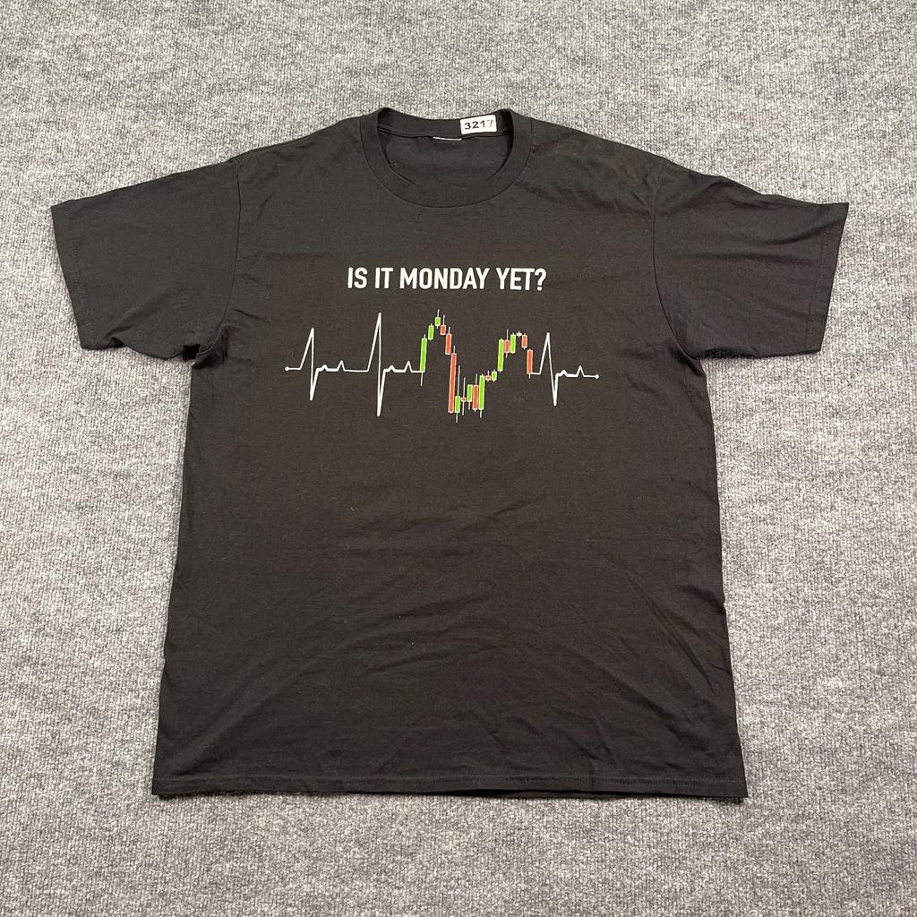 Funny Is-It-Monday-Yet Trader Humor Shirt Large 22x28 Investor Day Trading Stock