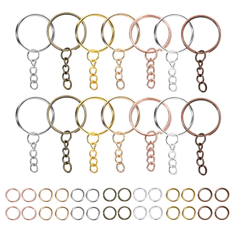 200pcs/pack 100pcs Keychain Key Rings and 100Pcs Jump Rings for Keychain Bag Pendants Holder Jewelry Making Accessories