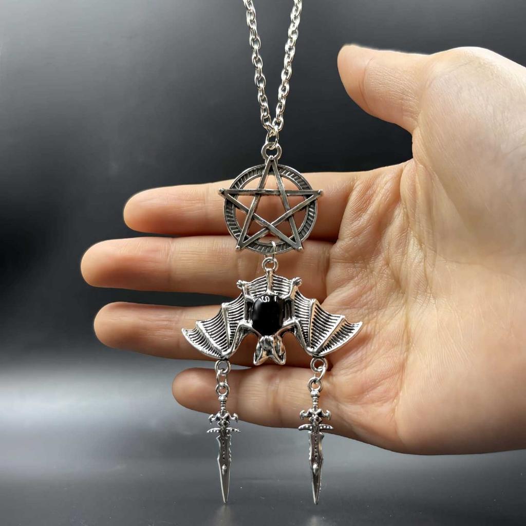 Gothic Style Y2K Personalized Creative Star Bat Demon Sword Pendant Women's Necklace, Suitable for Daily Wear
