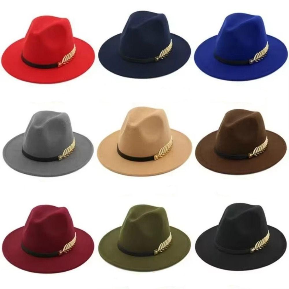 Formal Occasion Woolen Hats Large Brimmed British Vintage Hats Classic Fedora Hat  Party Wedding