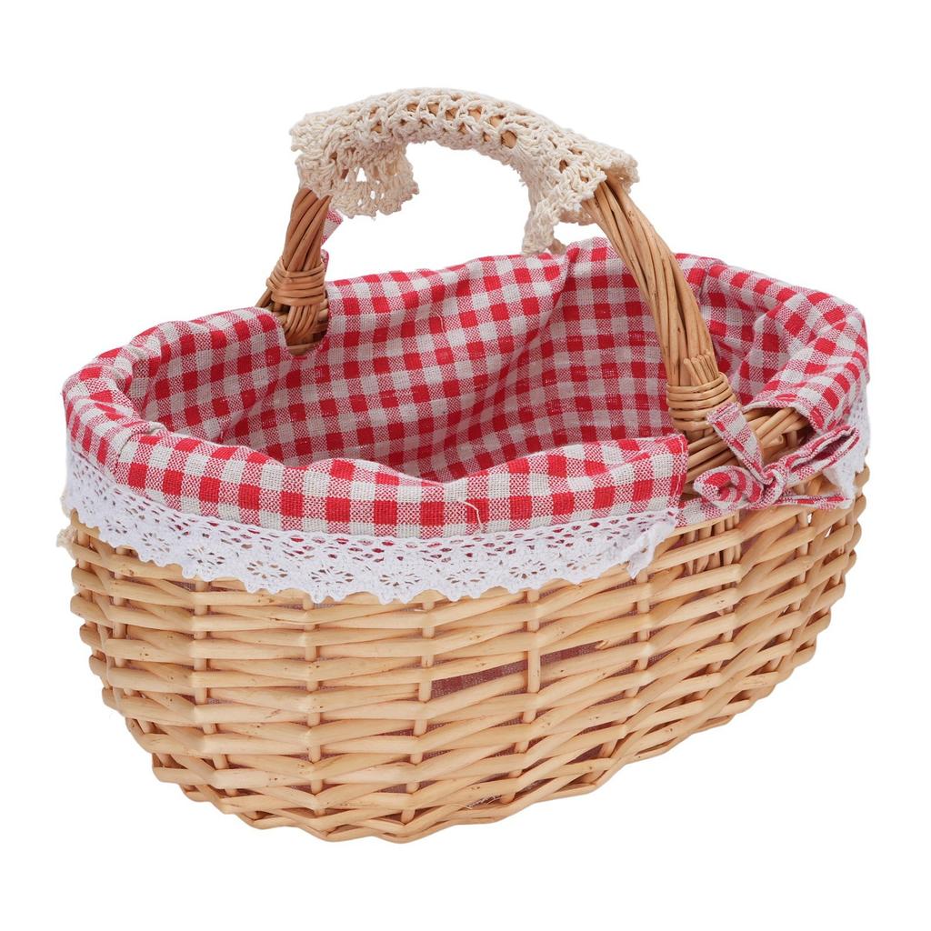 Picnic Basket with Removable Liner Hand Woven Empty Picnic Hamper Basket with Handle for Easter Camping Wedding Gathering
