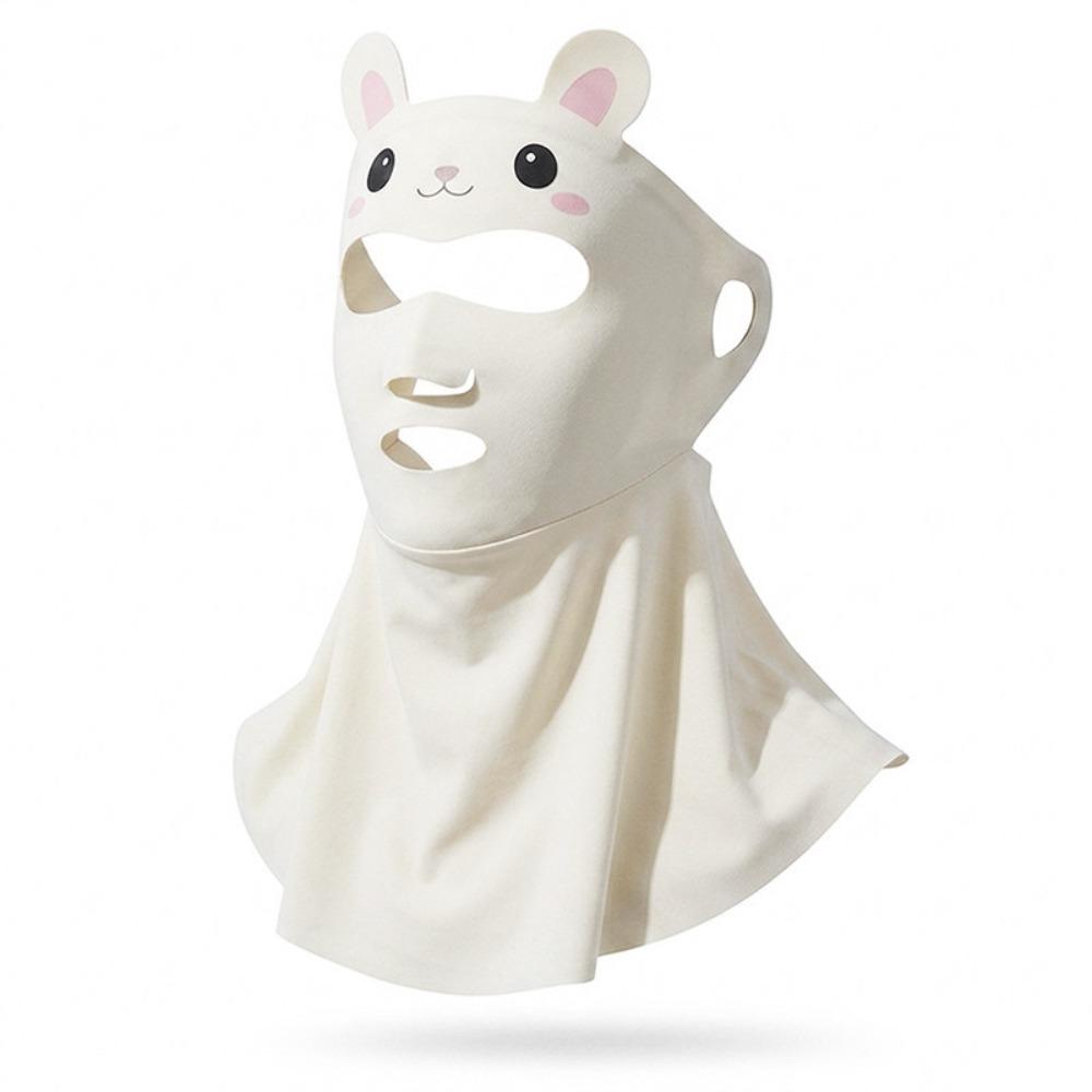 Rabbit Design Kids Sun Protection Mask Breathable Sunshade Face Cover Daily Use бежевый