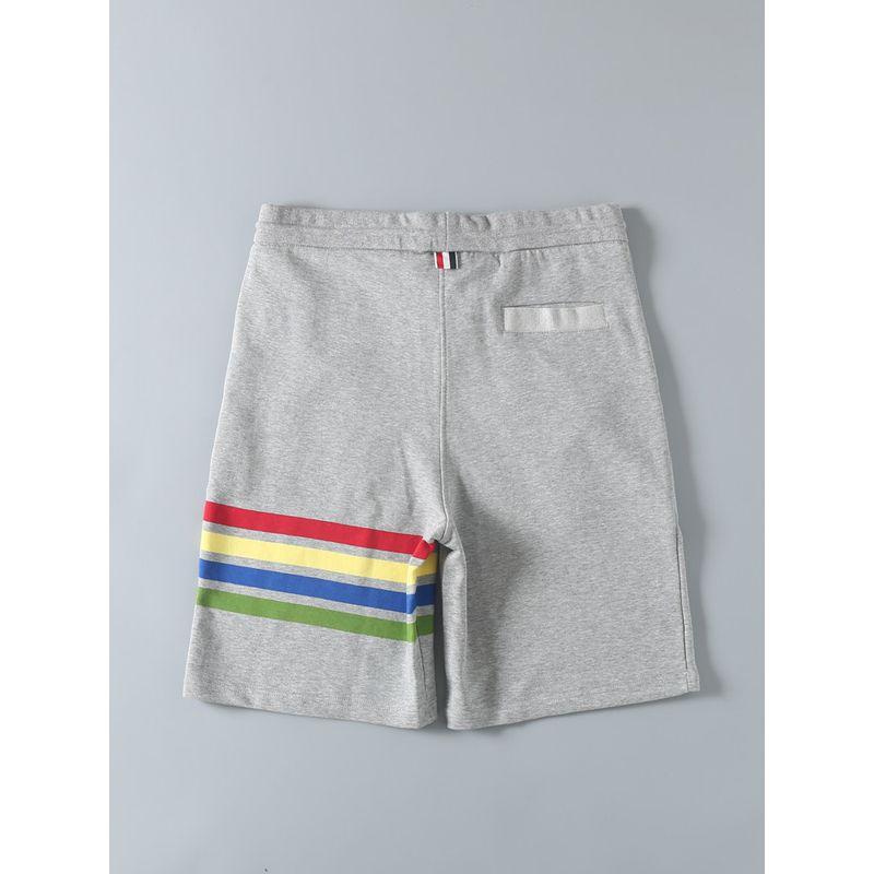 TB Summer Classic Rainbow Stripes Full Cotton Casual Knitting Shorts Men and Women Couple Athleisure Half Length Middle Pants