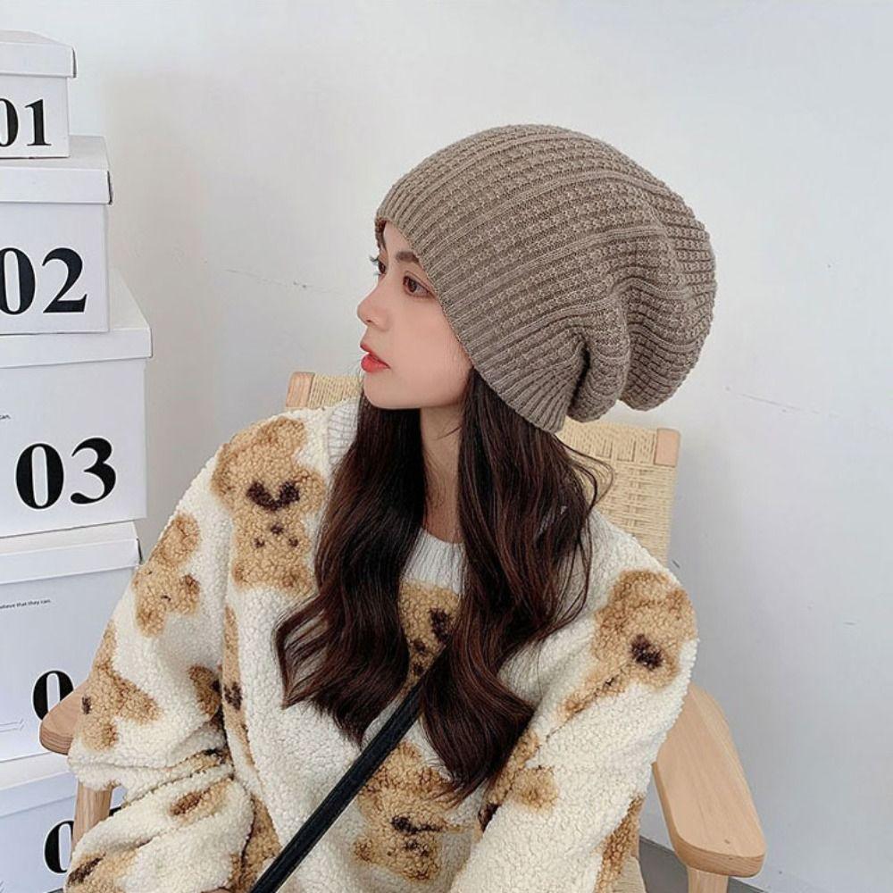 Solid Color Knitted Beanie Crochet Knitted Stacking Hat Harajuku Winter Cold Hat  Autumn