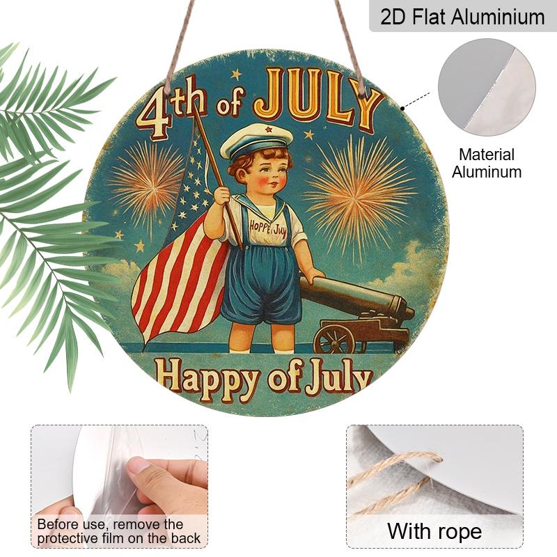 2D Flat 1pc, 8x8 in, Suitable for Independence Day Celebrations - Aluminum Metal Decorative Signs & Plaques, Perfect for Decorating for Home Cafes or