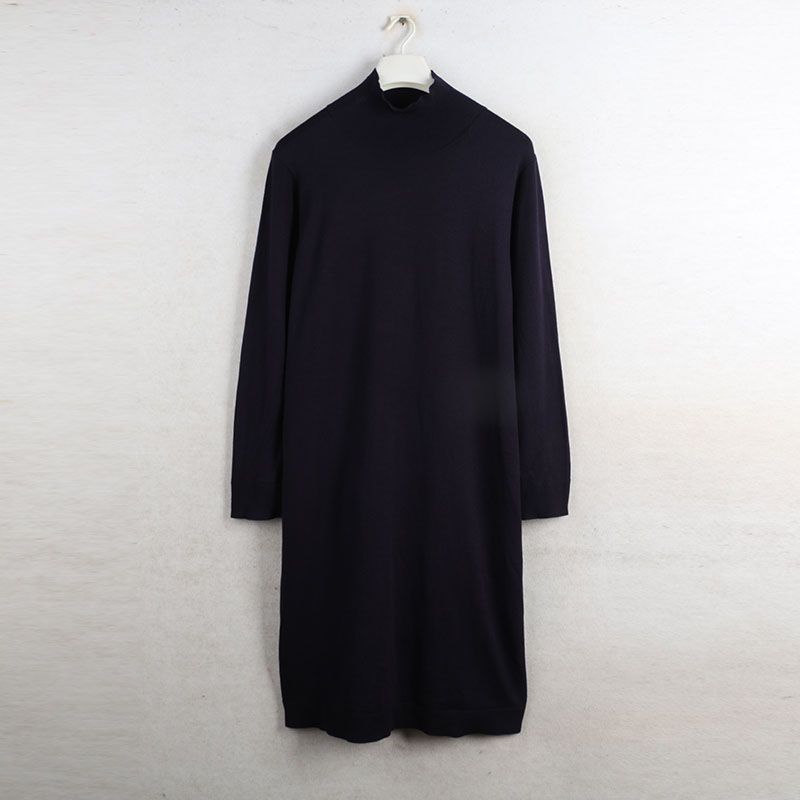 Sunshine House Autumn and Winter New Arrival Export European and American Plus Size Women's Clothes Mid Round Neck Loose Knitting Dress Sweater