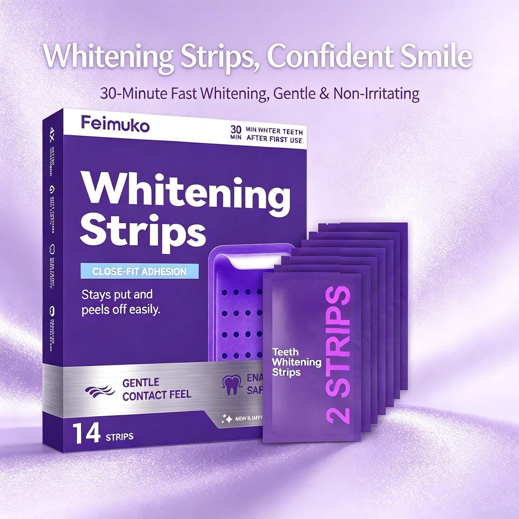 Purple Teeth Whitening Strips for Sensitive Teeth Remove Coffee Wine Smoking Stains Non Slip Improve Dental Yellowing Bright Smile Teeth Bleaching Str