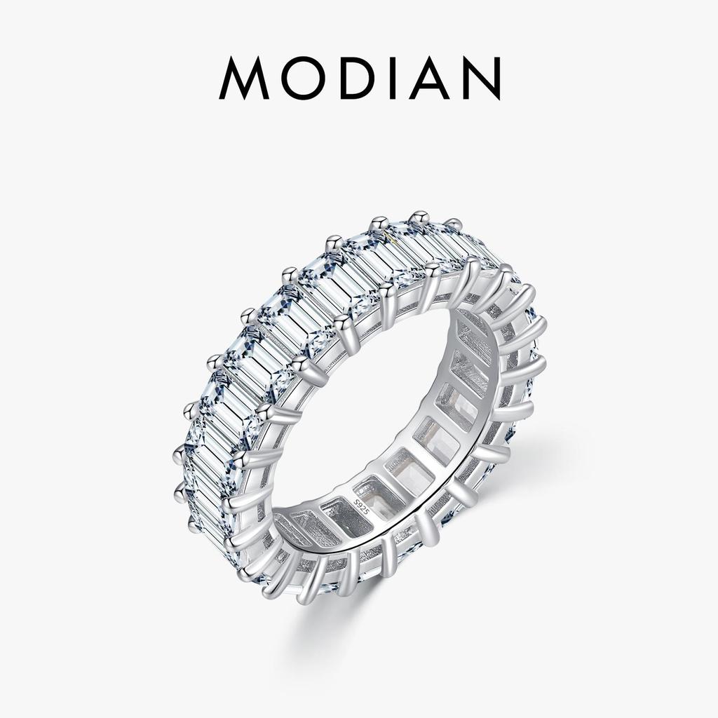 MODIAN Solide 925 Sterling Silber Exquisite Luxus Smaragd Cut High Grade Zirkonia Ring Für Frauen Hochzeit Verlobung Edlen Schmuck