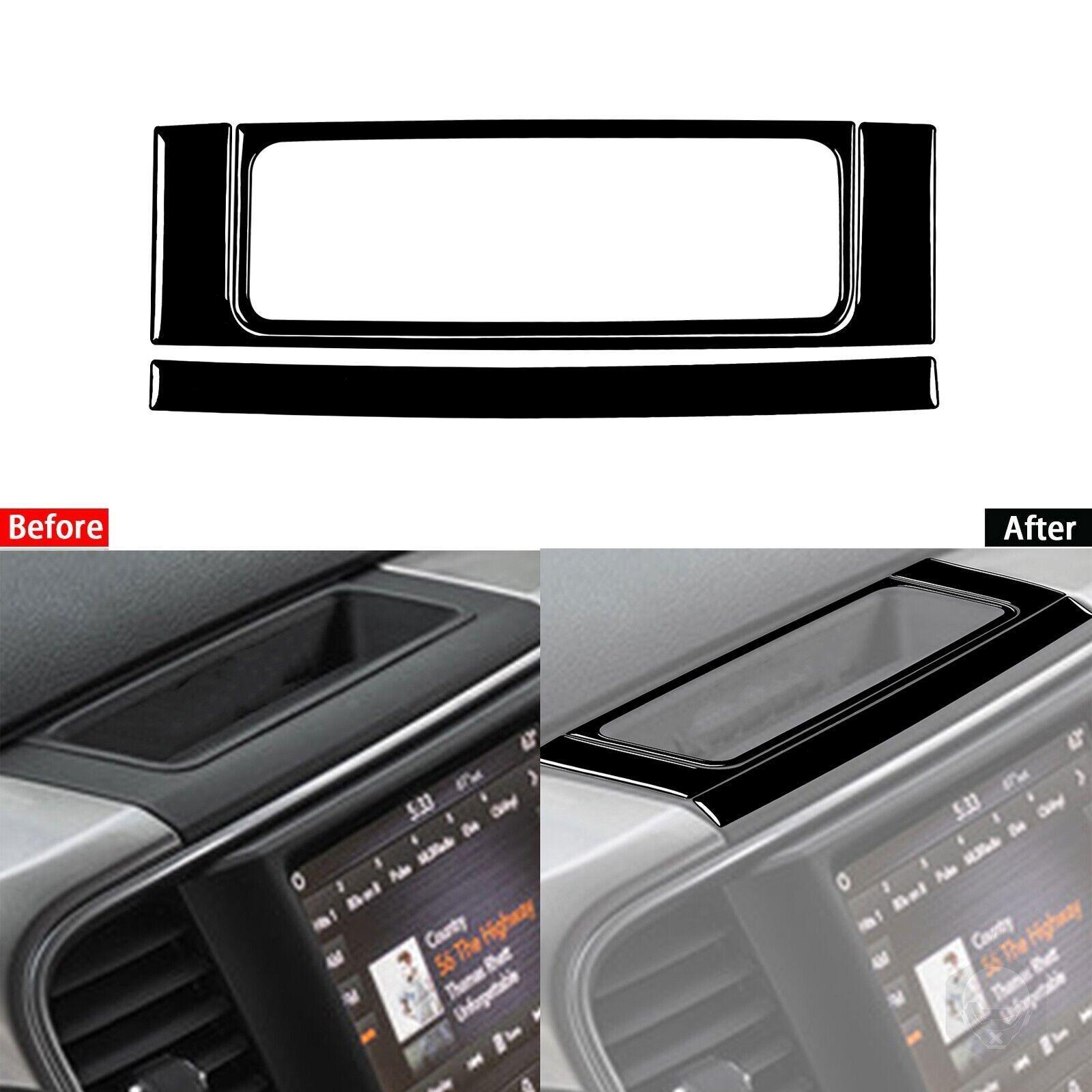 Glossy Piano Black Radio Above Storage Panel Cover For RAM 1500 2500 3500 13-18