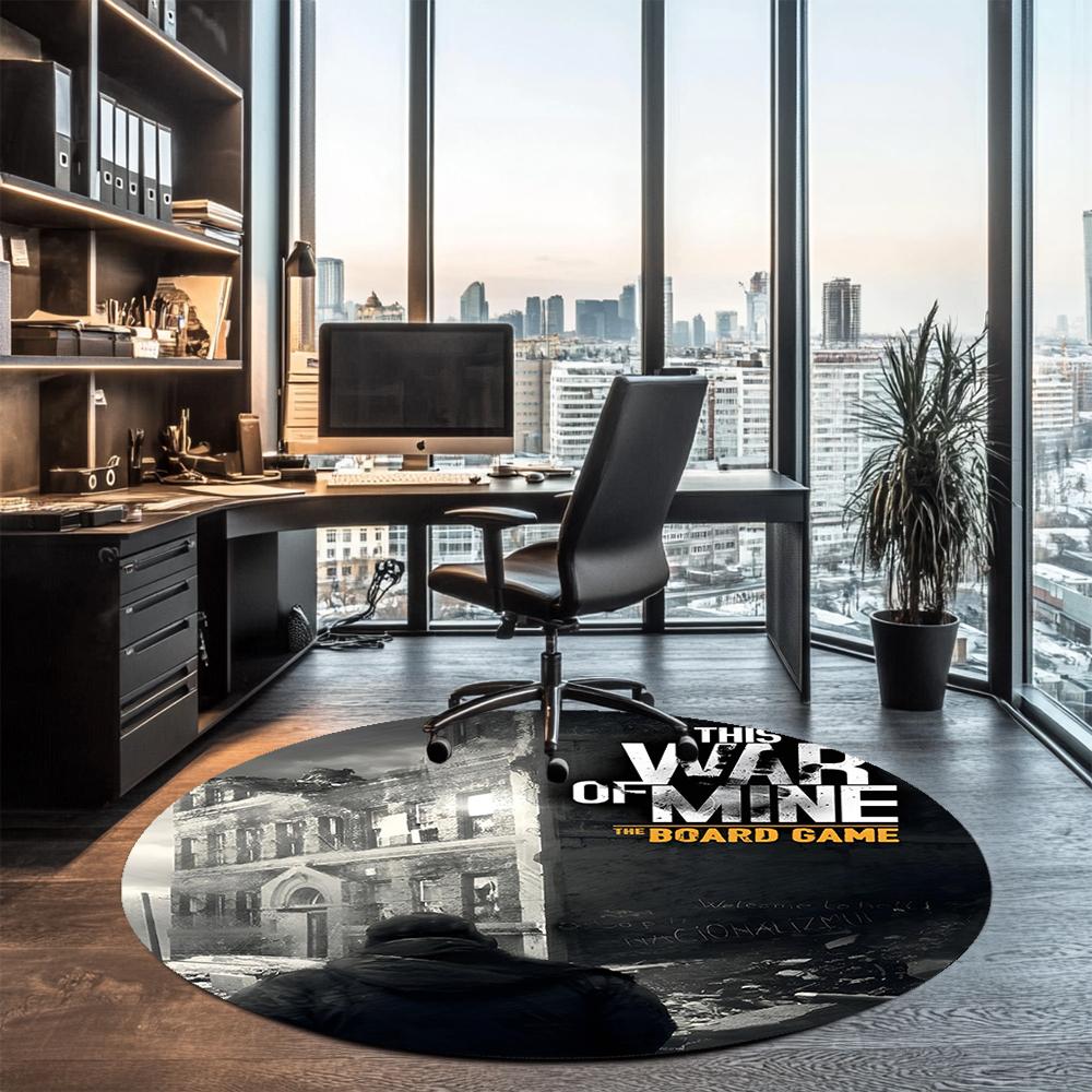 This War of Mine Printed Round Rug Carpet Chair Rug Area Rug Entryway Doormats,for Office Chair Living Room Bedroom Kitchen Room.
