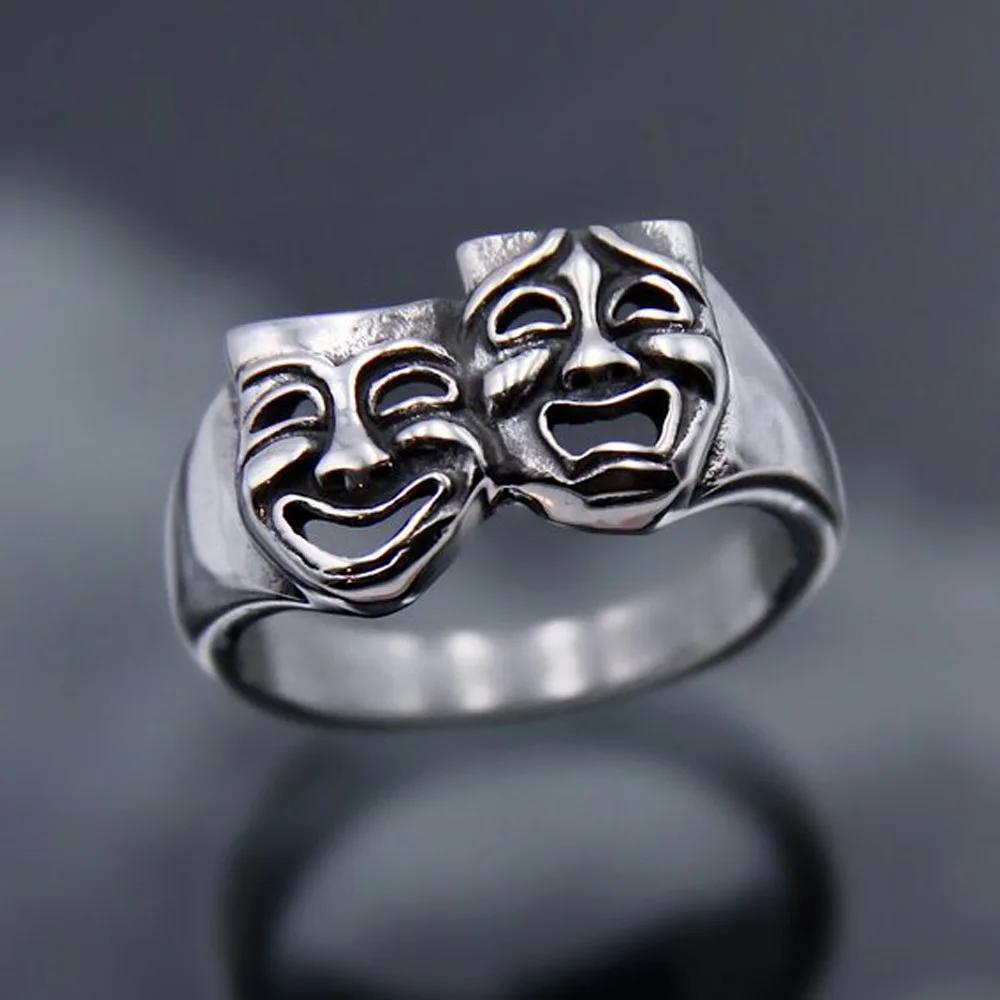 Vintage Cyberpunk Samurai Mask Domineering Rings Men's Fashion Trend Mechanical Future Simple Retro Personality Accessories Gift