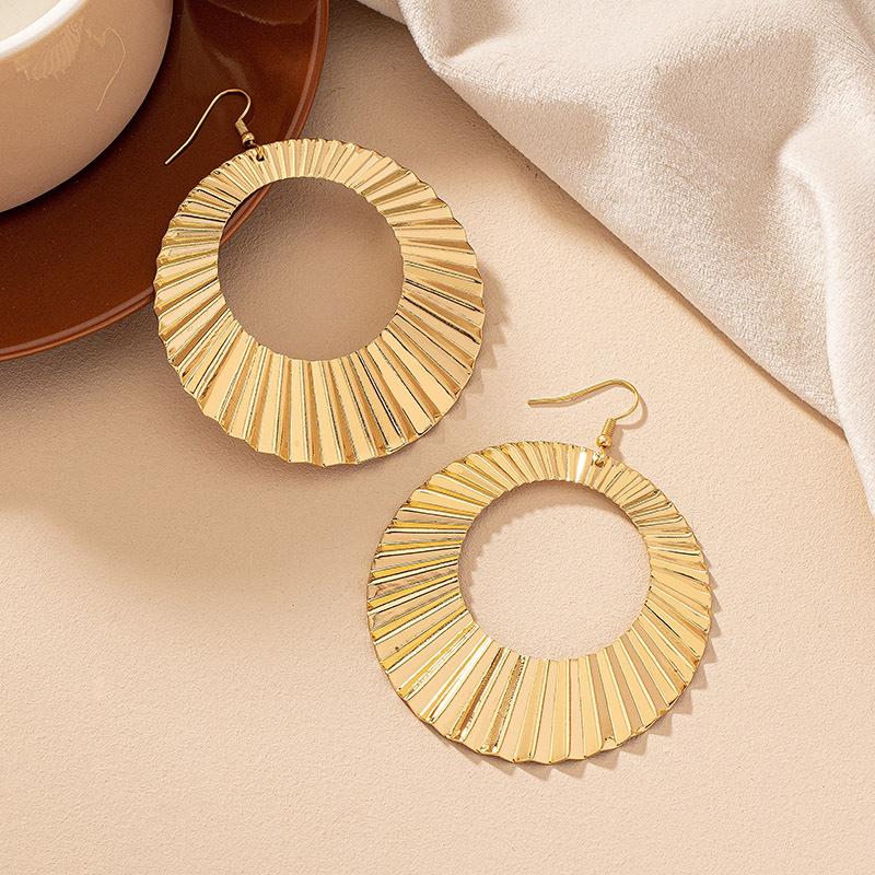 

European & American Creative Design Large Irregular Pleated Circle Earrings for Women