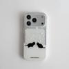 Winter Snow Black Cat Suitable for Apple 16/17promax Mobile Phone Case IP15 Transparent Space Case 14pro Cute