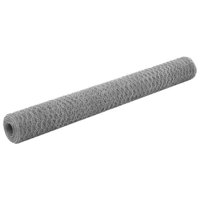 VidaXL Grillage Acier Galvanisé 25x1,2 m Hexagonal Argenté Clôture de Jardin 143328