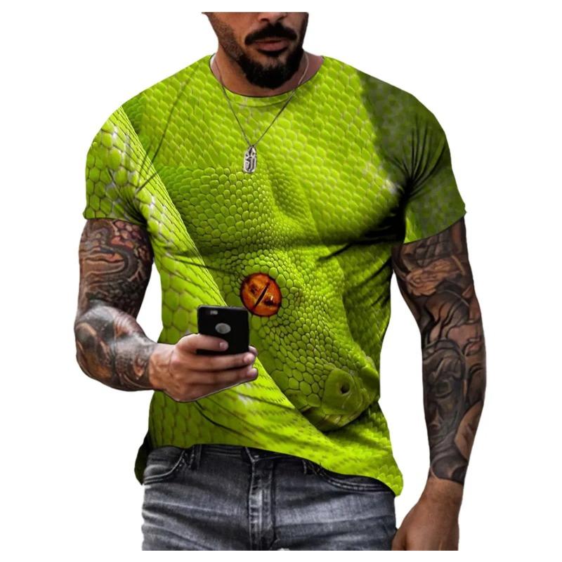 

Летняя быстросохнущая мужская футболка с принтом животных, 3D-печать, хип-хоп, альтернативная личность, круглый вырез, свободный крой, короткий рукав L