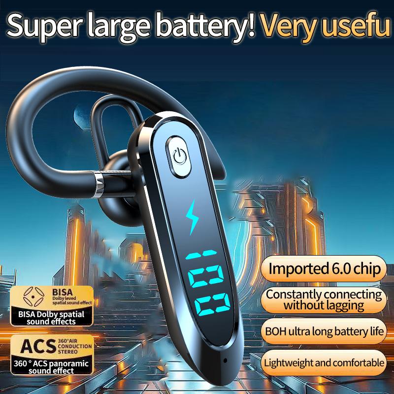 Bluetooth 6.0 Business Wireless Headphone Ear Hook Earphone 270° Rotation LED Display HIFI Stereo Noise Reduction Headset Sport Game Earbud