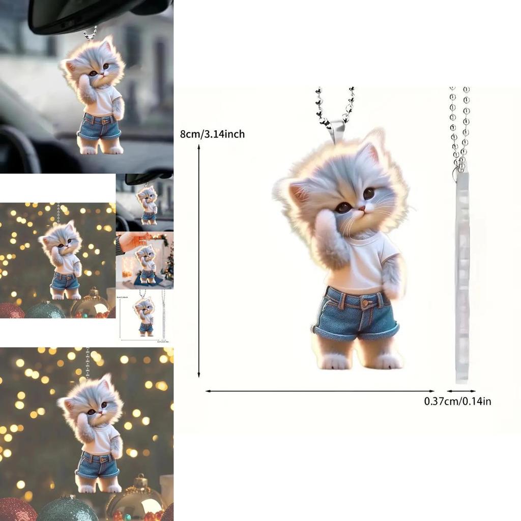 Adorable Acrylic Cat Car Hanging Decoration For Home And Backpack Accessories