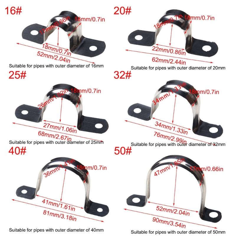 100/50 st Rörbygelklämma Rostfritt stål 2 hål Styv rörbygel Fäste Rörklämma Kraftig Kanalisationsklämmor
