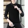 Men's Korean Style Slim Fit Solid Color Fake Two-Piece Knit Sweater with Shirt Collar