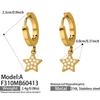 18K Gold-Plated Star Pendant Zircon Earrings for Women - European & American Style