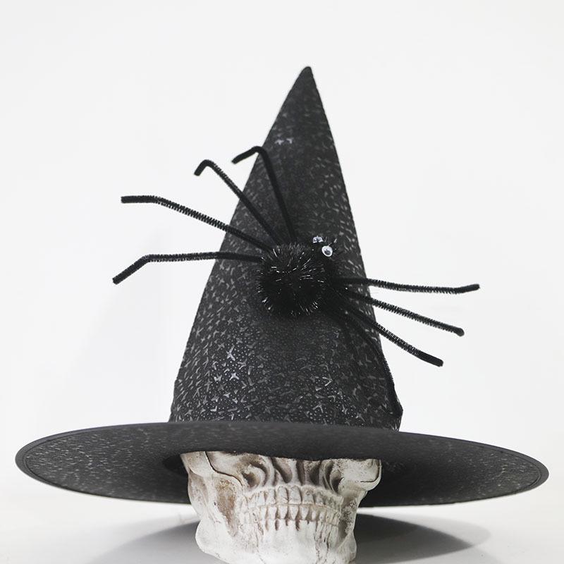 Black Spider Witch & Wizard Hat for Kids & Adults - Halloween Costume Accessory