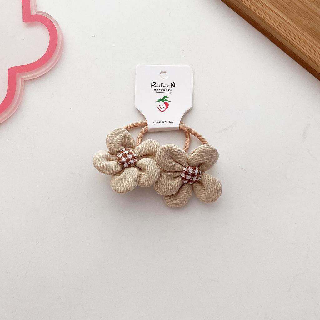 Kawaii Coffee Flower Bow Scrunchie Child Girl Kids Cute Elastic Hair Rubber Band Accessories Tie Hair Ring Rope Holder Headdress
