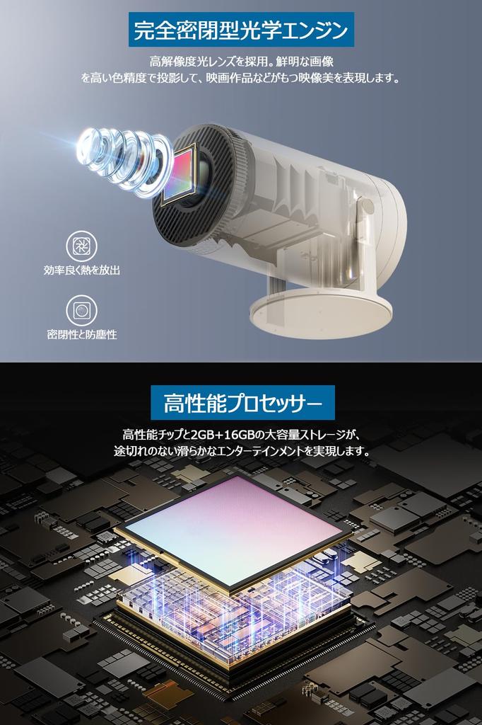 Compact Projector 16GB Large Storage Compact at with Android 4K Bluetooth Up to Large Ceiling Full Netflix High Automatic Keystone Home Compatible