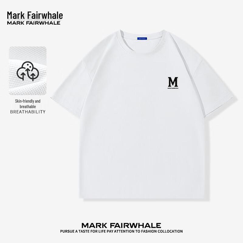 Mark Fairwhale Men's Waffle Knit Letter Print Breathable Short Sleeve T-Shirt