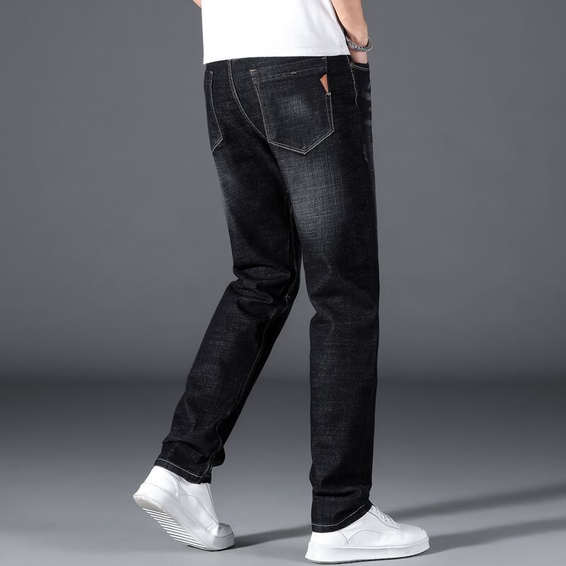 Summer Plus Size Stretch Denim Trousers for Men Loose-Fit Casual Business Long Trousers