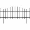 Spear Tipped Steel Garden Fence 359 X 125 Cm Black