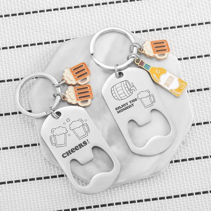 Enjoy The Moment Letter Beer Lover Gift Creative 1pc Fathers Day Gift Bottle Opener Keychain Birthday Presents Bar Key Speed Opener Handmade