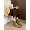 Autumn Simple Matte Suede Flat Socks Boots Flat Heel Thin Boots Temperament Pointed Short Boots Women's