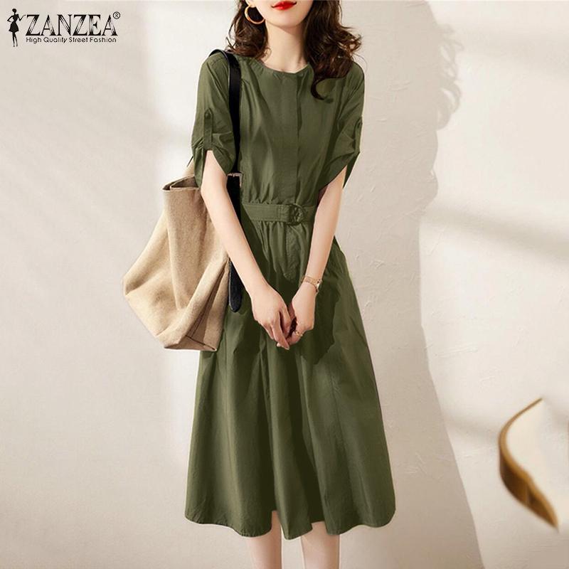 

ZANZEA Женское повседневное летнее платье с круглым вырезом и рукавами 3/4